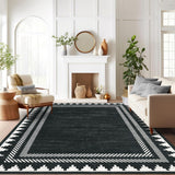 Garvee Washable Area Rug 8x10 Modern Solid Living Room Rug Non-Slip Stain Resistant Black - Classic Black
