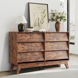 Garvee 6-Drawer Wooden Dresser Mid Century Chest of Drawers for Bedroom Living Room 47.2" Wide Vintage Wood - Wood Antique