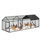Garvee Large Metal Chicken Coop with Cover, Portable Poultry Cage Walk in Hen House, 120"×40"×40", Heavy Duty, Backyard Farm, Grey