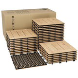 Garvee Acacia Wood Deck Tiles 33 Pack - 12"X12" Interlocking Patio Flooring for Outdoor Indoor Use, Natural Brown, Durable Non-Slip Water Resistant - Natural
