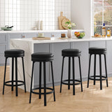 Garvee Bar Stools Set of 4 Adjustable Swivel Counter Stools Backless Faux Leather Seat Kitchen Island Home Bar Dining Room Black