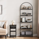 Garvee Arched Bookshelf 5-Tier Open Storage Shelves MDF & Metal Frame Curved Top Adjustable Feet for Bedroom Living Room,Black - Black