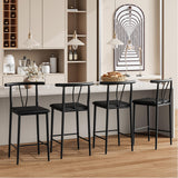 Garvee Set of 2 Comfortable Bar Stools with Backrest and Footrest, Thick Padded Seat, 63cm Height, Black, Durable Material, Modern Design, Easy Assembly, Ideal for Kitchen and Dining