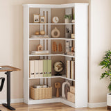 Garvee Farmhouse Bookshelf Corner Bookcase 72.8” Large Bookcase Wood Bookshelf Tall L Shaped Bookshelf 5 Tier Corner Shelf Display Rack Etagere Shelf Storage for Office Bedroom (Half Panel, White) - White