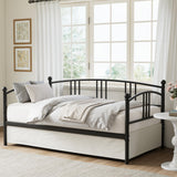 Garvee Twin Metal Daybed, Metal Sofa Bed Frame with Arched Headboard, Guest Sofa Bed, Twin Size, Black - Black-Without Trundle
