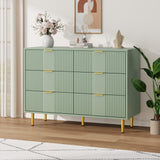 Garvee Fluted Dresser 6 Drawers Wooden Closet Storage Organizer for Bedroom Living Room Hallway 54" Olive Green - Olive Green