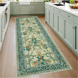 Garvee 2x6 Kitchen Runner Rug Washable Non Slip Sage Green Ultra-Thin Boho Soft Botanical Carpet for Entryway Laundry Room Bedroom - B.Green