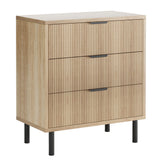 Garvee 5 Drawer Dresser Wood Chest Storage with Anti-Tipping Device Metal Legs for Hallway Entryway Oak Black - Wood Grain Color