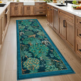 Garvee Jungle Rug 2x6 Kitchen Runner Rug Non Slip Washable Animal Print for Hallways Blue - Blue