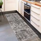 Garvee 2x6 Washable Runner Rug Vintage Distressed Non Slip Low Pile Indoor Carpet Grey for Hallway Kitchen Bathroom - Dark Grey
