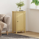 Garvee Farmhouse Nightstand with Rattan Door, Natural Accent End Table for Bedroom, Living Room, Office, 15.8"L x 11.8"W x 29.9"H, Black & Natural - Natural
