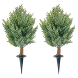 Garvee 75cm Artificial Cedar Topiary Ball Trees with Ground Spike - UV Resistant Outdoor Garden Decor Green