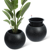 Garvee Large Round Self-Watering Flower Pot with Water Level Indicator, Double-Wall Insulation, Indoor & Outdoor, Black with White Dots