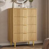 Garvee Fluted Dresser 4 Drawers Modern Wooden Closet Storage Natural Oak 36.85" - Natural Oak