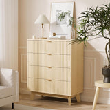 Garvee 4 Drawer Dresser Mid Century Modern Wood Organizer Natural Oak 32in