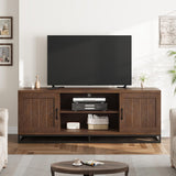 Garvee Farmhouse TV Stand with Adjustable Shelves & Metal Leg for Living Room, 75 Inch, Walnut