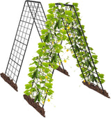 Garvee Cucumber Trellis Metal A-Frame Durable Rust-Resistant Polyethylene-Coated Steel Adjustable Outdoor Garden Support 2.6ftx5ft