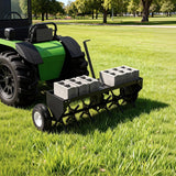 Garvee 48-Inch Tow Behind Lawn Plug Aerator with Gloves and Universal Hitch for Gardens Lawns and Farms, Black, Steel Tines, Inflatable Wheels - Black