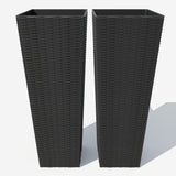 Garvee Set of 2 Tall Planters Outdoor Plants 32 Inch Black with Drainage Holes for Patio Garden