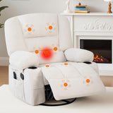 Garvee Rocker Recliner Chairs with Vibration Massage and Heating, 360° Swivel, Extra Wide Chenille Fabric Sofa Chair, White, Living Room & Bedroom