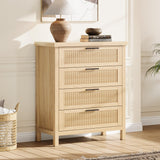 Garvee Fluted 4 Drawers Dresser for Bedroom, Large Clothes Storage Cabinet, 35.4" Tall, Natural Color - Natural Oak