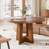 Garvee 47" Round Dining Table for 4-6 People with Thickened Edge & Sturdy Pedestal Base, Kitchen, Living Room, Apartment, Space Saving, Minimalist Design