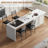 Garvee Bar Stool Set 4 - Padded PU Leather Seats - Ergonomic Wooden Backrest & Footrest - MDF & Metal Frame - Modern Grey for Kitchen Island & Dining Room