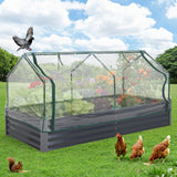 Garvee 6x3x1 ft Galvanized Raised Garden Bed Large Rectangular Kit with Cover Zippered Screen Doors Open Base Design Thick Steel Planter Box for Vegetables Flowers - Grey(Rectangular)