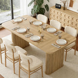 Garvee 62 Inch Large Dining Table With Grille Design For Kitchen, Dining, Home, Office, Living Room, Seats 6-8, Premium Wood Finish - Natural