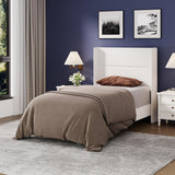 Garvee Twin Size Bed Frame with Wingback Headboard, Velvet Upholstered Platform Bedframe, White, 8'' Under-Bed Storage Space, Easy Assembly - White