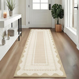 Garvee Hallway Runner Rug 2x6 Washable Modern Neutral Area Rug Non Slip Low Pile Beige - Border|Beige