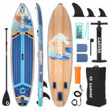 Garvee Inflatable Stand Up Paddle Board with Premium SUP Accessories, Wide Stable Design, Non-Slip Comfort Deck, Navy Blue+Light Oak, 11FT - Navy Blue+Light Oak