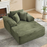 Garvee Oversized Chaise Lounge Chair Sofa Bed, Corduroy Upholstered, No Assembly, Living Room, Bedroom, Movie Room, 300lb Load, Wide Armrest, Pillows - Green