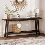 Garvee 70.9 Inch Console Table, 2-Tier Narrow Sofa Table, Industrial Farmhouse Entryway Table, Rustic Brown, Extra Long, Space-Saving - Rustic Brown