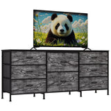 Garvee Metal Frame TV Cabinet with Particle Board 8 Drawer Storage Space-Saving Durable Black - 1