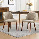Garvee Set of 2 Wooden Dining Chairs Upholstered Fabric Seats with Padded Comfort for Kitchen Dining Room Restaurant Cafe 20.5"D x 18.1"W x 30"H - Camel