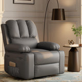 Garvee 22" Massage Recliner Chair for Adults, Lounge Recliner with Vibrating Massage, PU Leather Recliner with Cup Holders and Side Pockets, for Living Room, Bedroom, and Nursery, Grey - Grey
