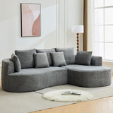 Garvee 106" Curved Sectional Sofa With Chaise Lounge, Boneless Couch, Chenille Gray, Deep Seat, Modern Living Room - Gray