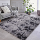 Garvee Fluffy & Sheepskin Dark Grey 5x8 Abstract Shag Fur Rug, Cozy Furry Plush for Kids Living Room Bedroom Home - Dark Grey