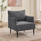 Garvee Mid Century Accent Chair Grey Fabric Armchair for Living Room Bedroom Office, 28.3"D x 32.7"W x 28.3"H, Modern Metal Legs