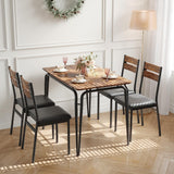 Garvee Dining Table Set with 4 Chairs Vintage Design Solid Wood Compact Durable for Kitchen Garden