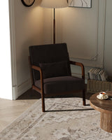 Garvee Modern Sherpa Accent Chair with Lumbar Pillow Solid Wood Frame for Living Room Bedroom Office Brown - Brown-Sherpa