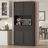 Garvee Tall Kitchen Pantry Cabinet Black 70" Storage Cabinet with Countertop for Dining Room Living Room - Black