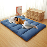 Garvee Japanese Floor Futon Mattress Full Size Navy Blue, Japanese Style Folding Sleeping Mattress Pad for Adults and Kids, Tatami Mat Roll Up Camping Mattress - Navy