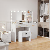 Garvee Vanity Desk Makeup Table - Elegant Makeup Station for Bedroom or Dressing Room, Compact Size, White Finish - White