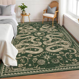 Garvee Snake Washable Rugs 5x7 Area Rug Non Slip Stain Resistant Thin Carpet for Living Room Bedroom Dining Room Green - Snake/Green