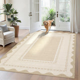 Garvee Washable Rugs 5x7 Bordered Non Slip Neutral Beige Rug for Living Room Bedroom Dining Room Kitchen Entryway Dorm - Beige