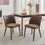 Garvee Padded Dining Chairs 2-Pack Mid-Century Modern Fabric Upholstered Seat Solid Rubberwood Legs Adjustable Feet for Restaurant Cafe 78cm H x 47cm W x 51cm D - Dark Brown Pu