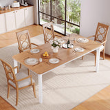Garvee Industrial 60 Inch Dining Table with Chamfer Corners Heavy Duty Metal Legs for Dining Room Kitchen Living Room Walnut White - Walnut White