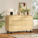 Garvee 6 Drawers Dresser for Bedroom, 47" Wide Modern Wooden Clothes Dresser with Large Wood Storage, Natural